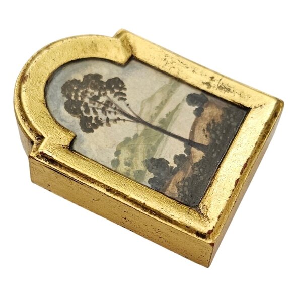 Tree Painting Brooch, Art Framed Pin, Signed CJ 1999 - Picture 8 of 16